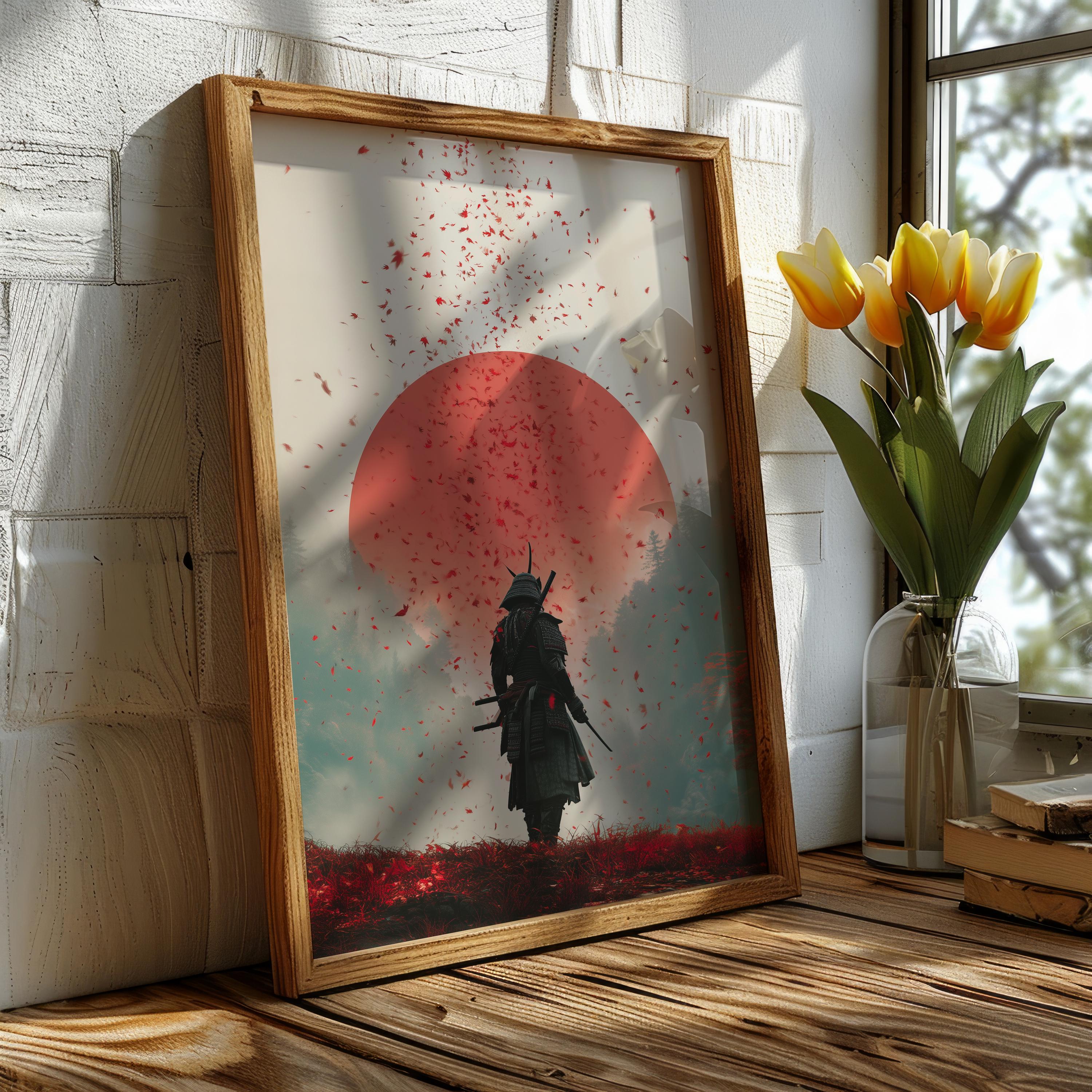 Samurai Rising Sun Digital Download | Japanese Minimal Art