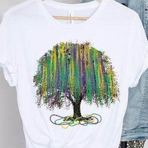 Mardi Gras Tree shirt, Watercolor Mardi Gras Bead Tree Tee, Mardi Gras Carnival Shirt, Mardi Gras Fat Tuesday Gift, NOLA Beads Parade Shirt