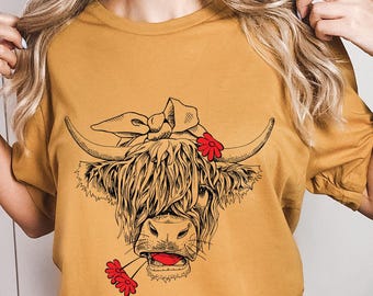 Cute Cow Shirt, Heifer Sweatshirt, Highland Cow Shirt, Cow Gifts For Her, Farm T-shirt, Ranch Tee, Farmer, Cowgirl, Bull Shirt, Cow T-shirt
