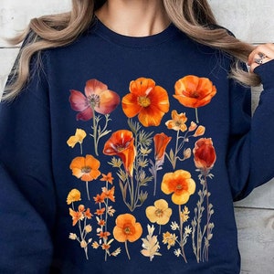 Flower Sweatshirt, Gift For Her, Flower Shirt Aesthetic, Floral Graphic Tee, Floral Sweatshirt, Wild Flower Shirt, Wildflower Sweatshirt
