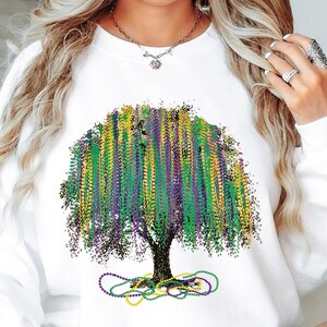 Mardi Gras Tree Sweatshirt, Watercolor Mardi Gras Bead Tree Tee, Mardi Gras Carnival Shirt, Mardi Gras Fat Tuesday Gift, NOLA Beads Parade