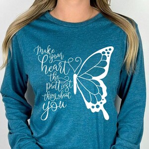 Make Your Heart The Prettiest Thing About You Butterfly Sweatshirt, Butterfly Sweatshirt, Funny Butterfly Sweater, Animal Lover Sweatshirt