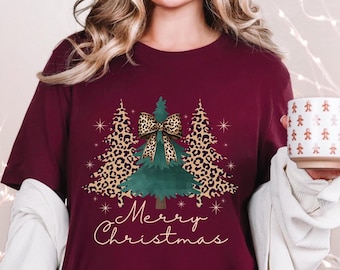 Leopard Christmas Shirt, Merry Christmas Shirt,Leopard Christmas Tree,Cheetah Christmas Shirt,Buffalo Plaid Christmas Shirt,Womens Christmas