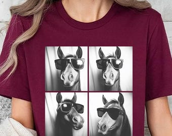 Funny Horse Shirt,Horse with Sunglasses,Horse Lover Tee,Horses Photo Tee,Horse Silhouette Shirt, Equestrian Tees,Gift For Horse Owner Shirts