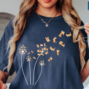 Comfort Colors® Dandelion Corgi Flower T-shirt, Cute Dog Lovers Gift Shirt, Gift For Dog Mom, Funny Dog Shirt, Dog Owner Women Shirt,Pet Tee