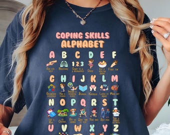 Comfort Colors® Coping Skills Alphabet Shirt, ABC Coping Skills Shirt, Mental Health Awareness Shirt, School Counselor, School Psychologist
