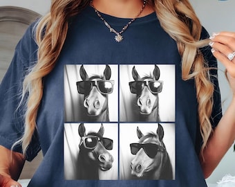 Comfort Colors® Funny Horse Shirt,Horse with Sunglasses,Horse Tee,Horses Photo Tee,Horse Silhouette Shirt, Equestrian Tees,Horse Owner Shirt