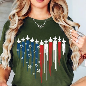 Red White Blue Air Force Flyover Men&#39;s T-shirt, Air Force Shirt, Airplane Show Shirt, Independence Day Shirt,4th Of July Tee, American Flag