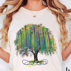 Comfort Colors® Mardi Gras Tree shirt, Watercolor Mardi Gras Bead Tree Tee, Mardi Gras Carnival Shirt, Mardi Gras Fat Tuesday Gift, NOLA