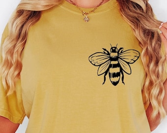 Comfort Colors® Bee T-shirt, Beekeeper Shirt, Pocket Bee Shirt, Insect Shirts, Earth Day Shirt, Beekeeper Gift,Bee Lover Shirt,Save the Bees
