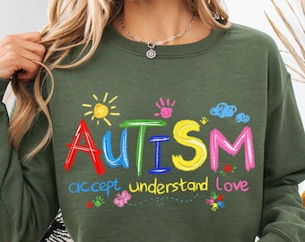 Brushstroke Autism Sweatshirt, Autism Awareness Shirt, Autism Puzzle Pieces Shirt, Autism Sweatshirt, Autism Month Tee, Autism Support Shirt