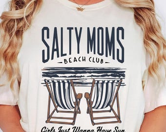 The Beach Club Shirt, Salty Moms, Trendy Summer Shirt, Aesthetic Beach Shirt, Retro Beach Girl Shirt, Funny Sarcastic Mom Tee, Mother's Day