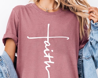 Faith Shirt, Faith Cross Shirt, Christian Gift, Faith Gift, Christian Shirts , Love and Grace Shirt, Faith Cross, Vertical Cross, Jesus Tee