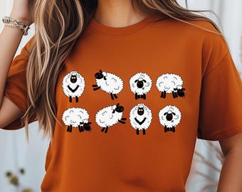 Sheep T-Shirt, Cute Sheeps Shirt, Funny Sheep Kid Shirt, Farm Animal Shirt, Sheep Lover Shirt, Sheep Shirt Gift, Sheep Women Shirt,Lamp Farm