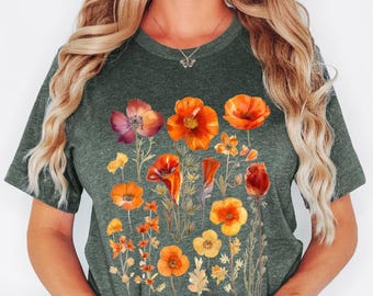 Flower Shirt, Gift For Her, Flower Shirt Aesthetic, Floral Graphic Tee, Floral Shirt, Flower T-shirt, Wild Flower Shirt, Wildflower T-shirt