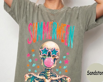 Comfort Colors® Summerween Skeleton Shirt, Summer-ween T-shirt, Spooky Summer Tee, Summer Halloween Shirt, Halloweener Gift, Beach Skelly