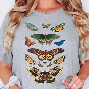 Moth Shirt, Cottagecore Shirt,Bug Shirt, Aesthetic Shirt,Insect Shirt, Moth Tees Cottage Core Shirt, Goblincore Clothing Dark Academia Shirt