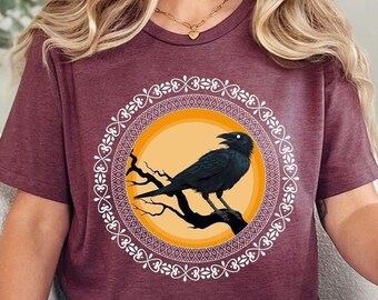 Raven Lover Shirt, Viking Scandinavian Tree Shirt, Viking Gift For Men,Raven Woman Shirt,Goth Raven Shirt, Bird Lover Shirt, Bird Crow Shirt