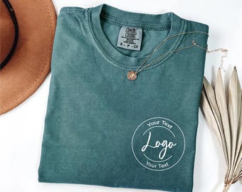 Comfort Colors® Custom Your Logo Here Shirt, Personalized Company Logo Tee, Business Logo Pocket Outfit, Sports Team Logo Clothing Gift
