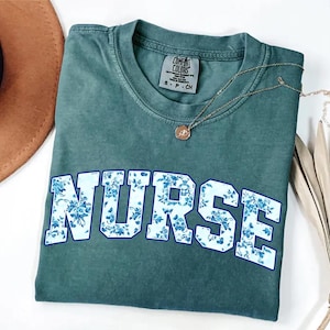 Comfort Colors® Nurse,Floral Shirt, Toile Nurse Shirt, RN Shirt, Nurse Graduation Gift, Nurse Week Shirt, Nurse Appreciation, Gift For Nurse