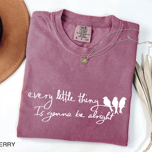 Comfort Colors® Three Little Bird Shirt, Peace Shirt, Reggae TShirt, Song Lyrics Tee, Every Little Thing Gonna Be Alright, Reggae Tee, Birds