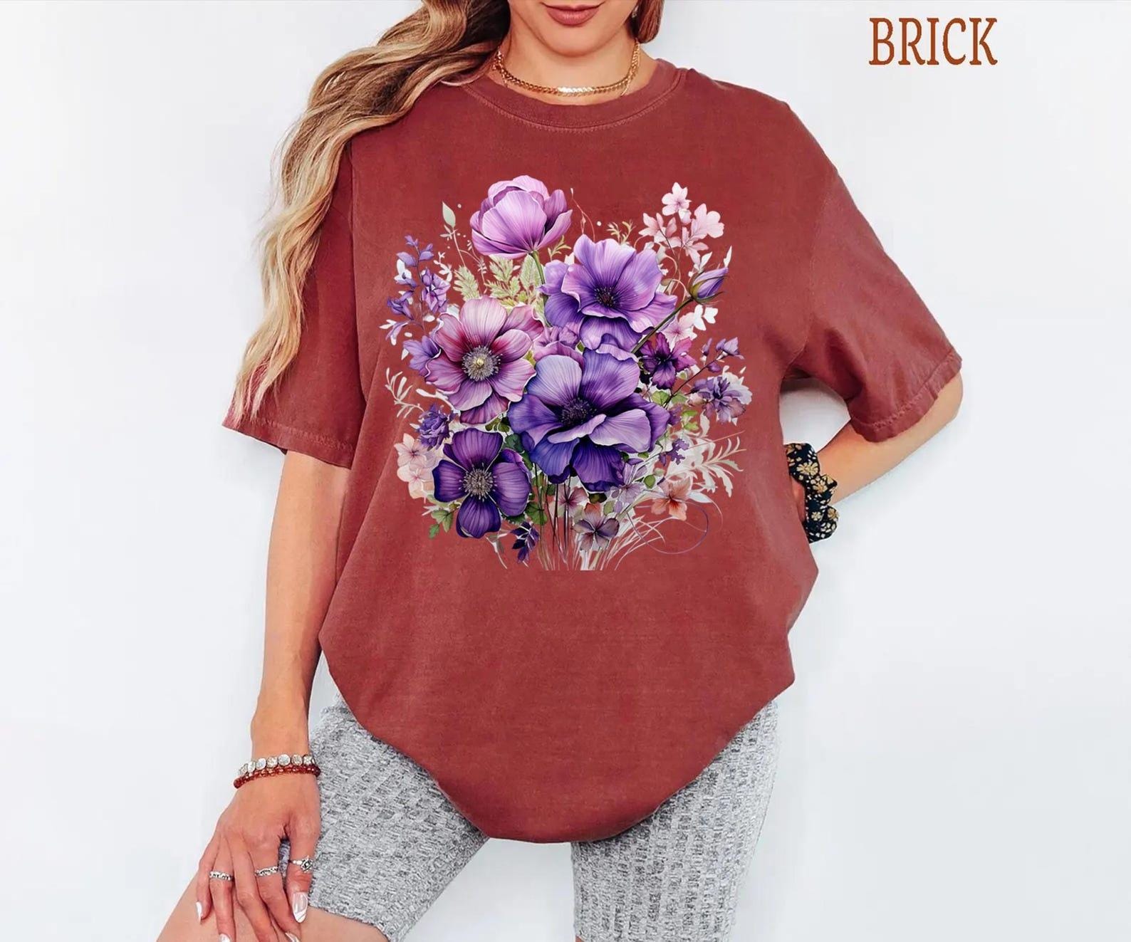Comfort Colors® Vintage Pressed Flowers Shirt,boho Cottagecore Tshirt ...
