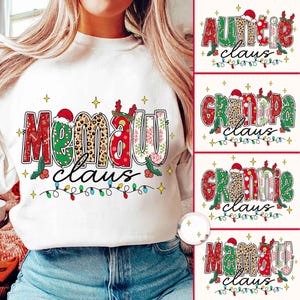 Christmas Mama Gigi Nana Claus T-shirts, Mama With Kids Name Shirt, Grandma Christmas, Christmas Family Tee, Family Christmas, Mom Dad Claus