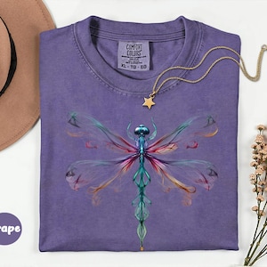 Comfort Colors® Bright Golden Dragonfly Shirt, Comfort Colors Cute Women T-shirt, Cute Dragonfly Tee, Cute Women Gift, Boho Girly Gift