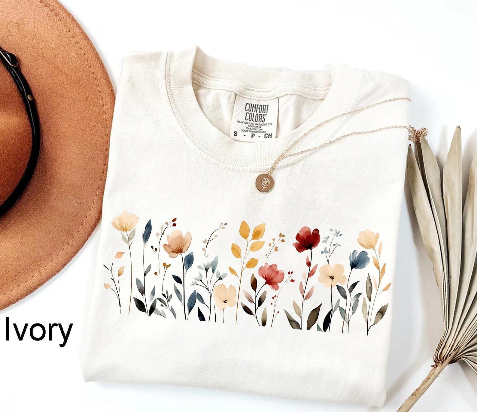 Comfort Colors® Wildflower Shirt, Floral Cottagecore Shirt, Botanical ...