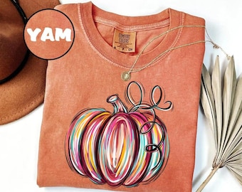 Comfort Colors® Watercolor Pumpkin T-shirt, Colorful Pumpkin Shirt, Halloween Shirt, Autumn Shirt, Cute Fall Shirt, Gift For Halloween, Fall