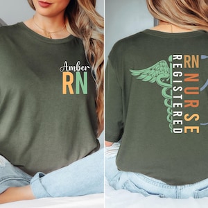 Custom Name Registered Nurse Shirt, Personalized RN Tee, Nurse Graduation Gift, Nursing Student Apparel, Healthcare Worker Customized Gift