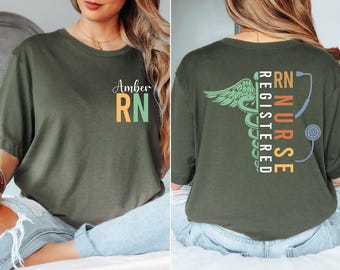 Custom Name Registered Nurse Shirt, Personalized RN Tee, Nurse Graduation Gift, Nursing Student Apparel, Healthcare Worker Customized Gift