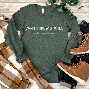 Can't Throw Stones While Washing Feet Shirt, Religious Shirt, Faith Shirt, Church Shirt, Christian Gift,Trendy Christian Tee,Bible Verse Tee image 5