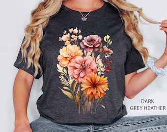 Vintage Cottagecore Shirt Goblincore shirt Boho wildflowers shirt Nature Shirt Botanical Shirt Garden Lover Autumn Aesthetic Green witch