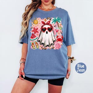 Comfort Colors® Spooky Summer Ghost Shirt, Beach Summerween Tee, Coquette Coastal Goth Top, Cute Retro Halloween Beachwear bild 3