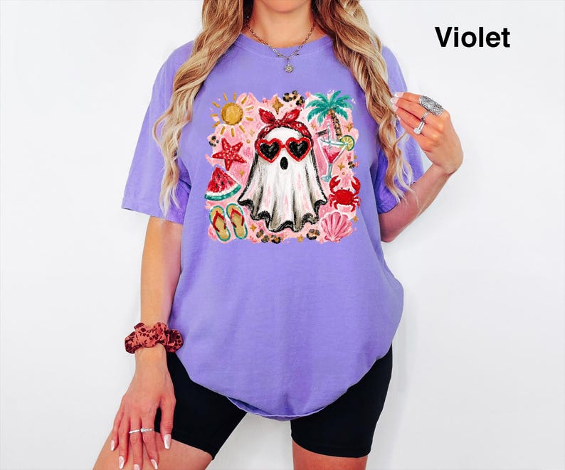 Comfort Colors® Spooky Summer Ghost Shirt, Beach Summerween Tee, Coquette Coastal Goth Top, Cute Retro Halloween Beachwear bild 10