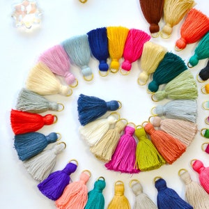 Mini Cotton Tassels with Brass Ring for Jewelry Making, 1.5 Inches, Earring Tassels, Handmade Decor Cotton Tassels – Sold Individually
