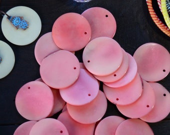 Light Pink, Tagua Slices, 30mm Tagua Coins x 2 slices / Vegetable Ivory, Eco-Friendly, Tagua Thin Slices, Jewelry Making Supplies
