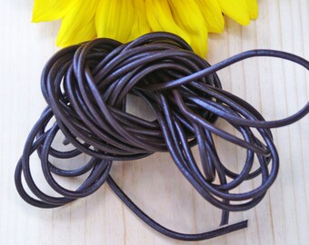 Fudge Brown: 3mm Round Leather Cord, 15 feet bundle, Indian Leather, Supple Genuine Leather, Leather Cording / Jewelry Making Supplies