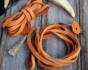 Saddle Brown Deerskin Leather Lace – 6mm x 72 inches | Soft Deer Leather Strap