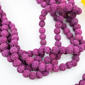 Fuchsia Pink Lava Rock Beads: 8mm Lava Beads for Jewelry Making, Oil Diffuser Jewelry, Intentional Jewelry, Jewelry Supplies