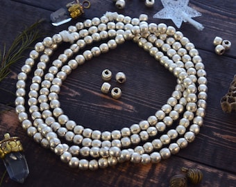 Perline rotonde in metallo bianco da 8 mm provenienti dall'Africa, 10 perline, fatte a mano in Etiopia, perline distanziatrici in metallo, perline autentiche dall'Africa / Forniture tribali