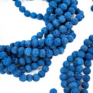 Blue Lava Rock Beads: 8mm Lava Beads for Jewelry Making, Oil Diffuser Jewelry, Intentional Jewelry, Jewelry Supplies