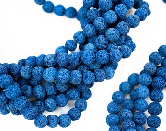 Natural Lava Rock Beads 8mm Matte Blue, Essential Oil Diffuser Beads for Jewelry Making