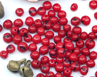 Scarlet Red: Acai Beads from South America, 8-10mm, Eco-Friendly Jewelry Beads, Assai, Natural Beads, Acai Pearls, Beads for Bracelets