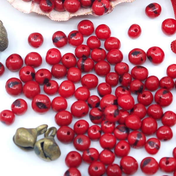 Scarlet Red: Acai Beads from South America, 8-10mm, Eco-Friendly Jewelry Beads, Assai, Natural Beads, Acai Pearls, Beads for Bracelets