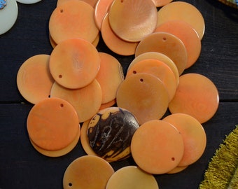 Butterscotch Tagua Slices, 30mm Tagua Coins x 2 slices / Vegetable Ivory, Eco-Friendly, Tagua Thin Slices, Jewelry Making Supplies