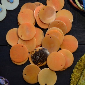 Butterscotch Tagua Slices, 30mm Tagua Coins x 2 slices / Vegetable Ivory, Eco-Friendly, Tagua Thin Slices, Jewelry Making Supplies