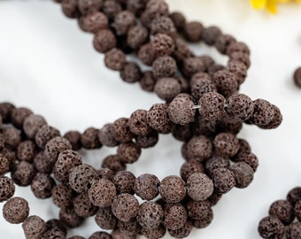 Natural Lava Rock Beads 8mm Matte Brown, Essential Oil Diffuser Beads for Jewelry Making