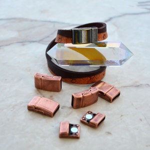 Antique Copper Small Curved Magnetic Clasp, 12x20mm, 1 pc / 10mm Leather Clasp, Designer Clasps, Jewelry Clasps, Jewelry Making Supplies